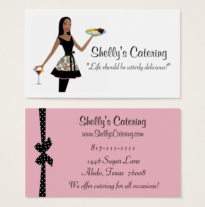 cute catering business card