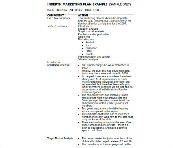 indepth marketing plan example