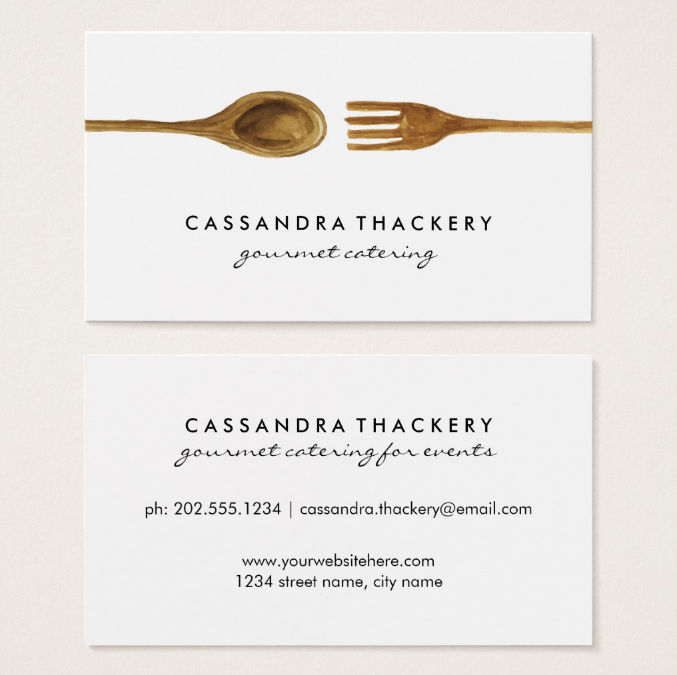 kitchen utensils catering business card