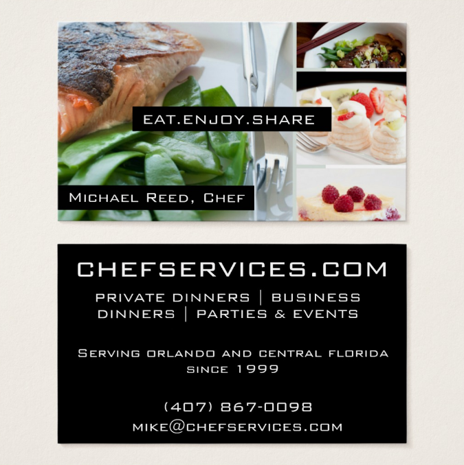 private chef catering business card