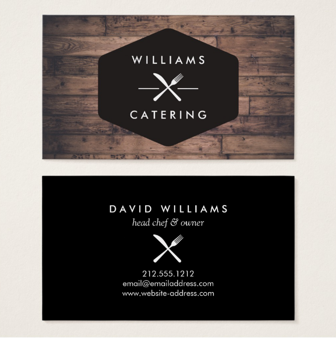 rustic catering business card