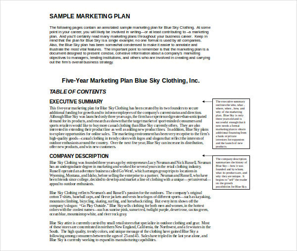 sample compaly marketing plan 