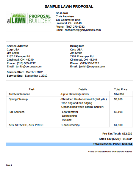 Printable Landscaping Proposal Template