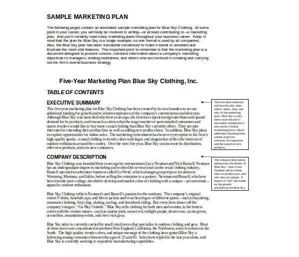 sample sports marketing plan