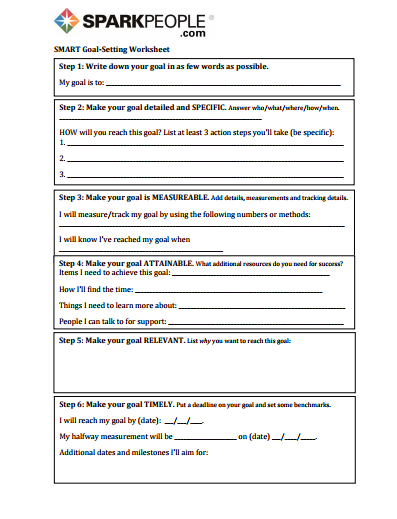 smart goal setting worksheet examples