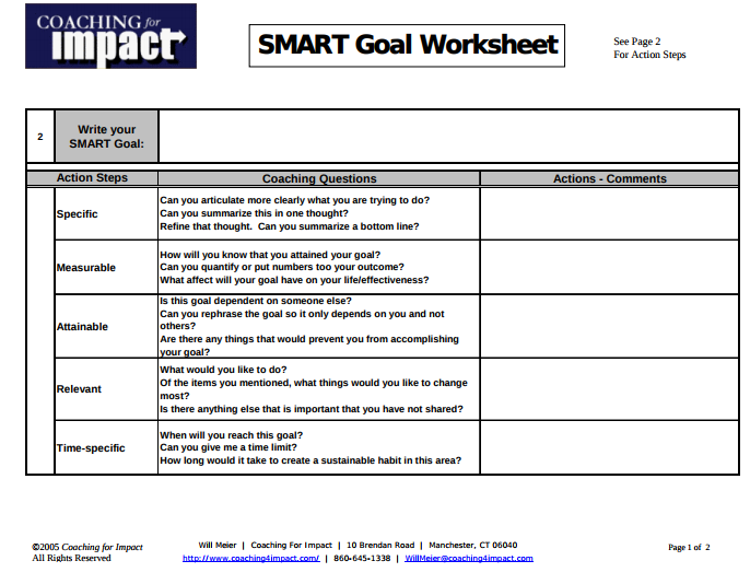 9 SMART Goal Worksheet Templates DOC PDF