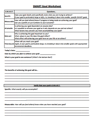 9+ SMART Goal Worksheet Templates - DOC, PDF | Free & Premium Templates