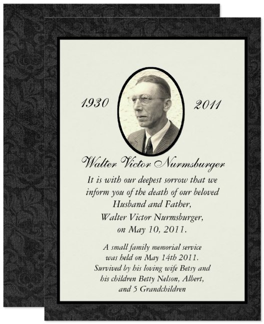 Free Death Announcement Card Templates Free Templates Printable