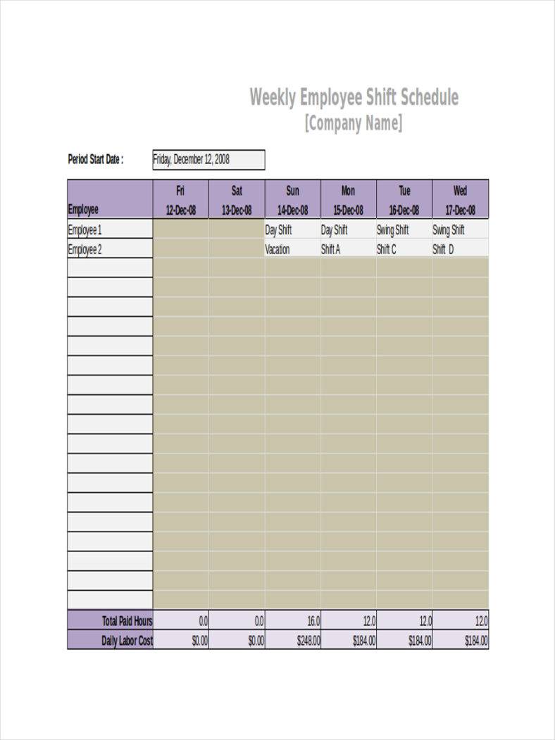 3+ 10 Hour Shift Schedule Templates - PDF, Word