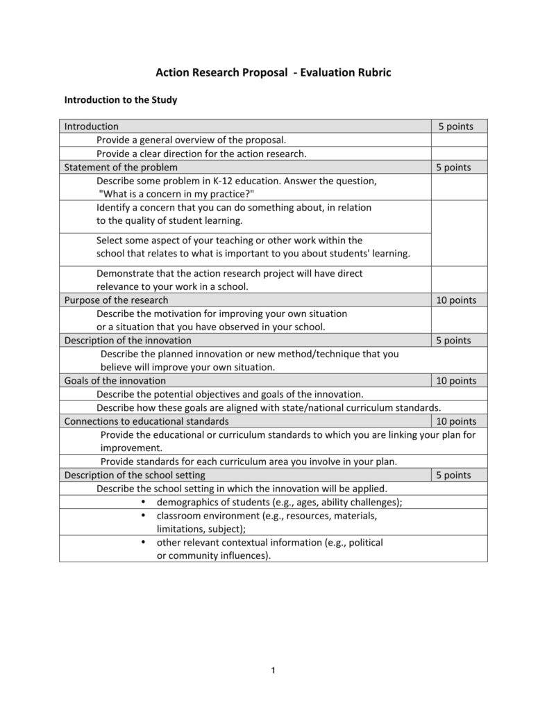 structure of action research proposal