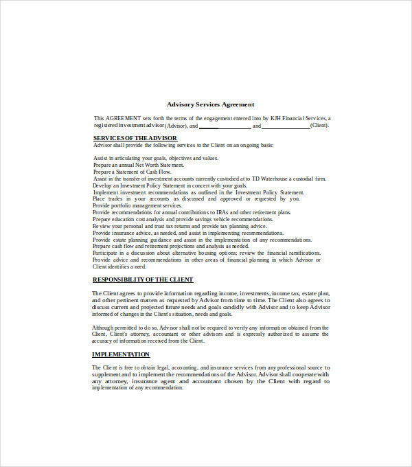 9+ Financial Services Agreement Templates