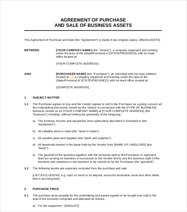 6+ Sale of Business Agreement - PDF, DOC | Free & Premium Templates