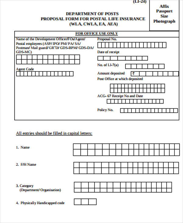 postal life insurance assignment form