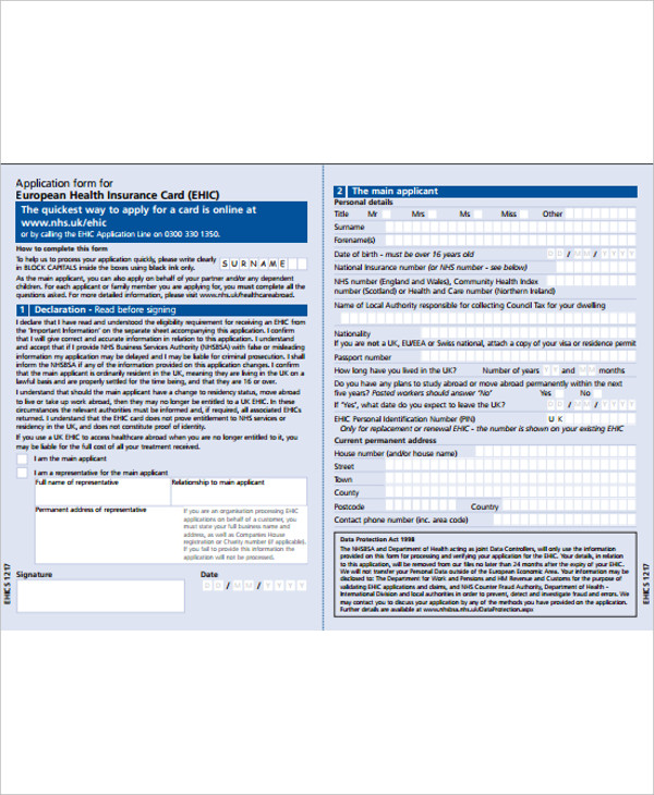 10+ Insurance Application Forms PDF