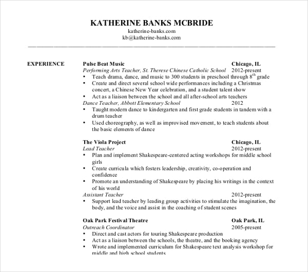 banks teaching resume template