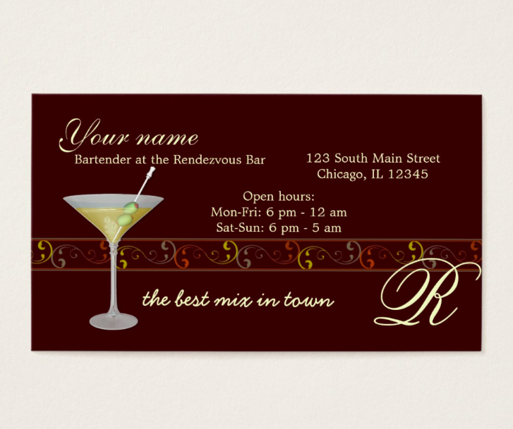 11+ Bartender Business Card Designs & Templates PSD, AI, Word