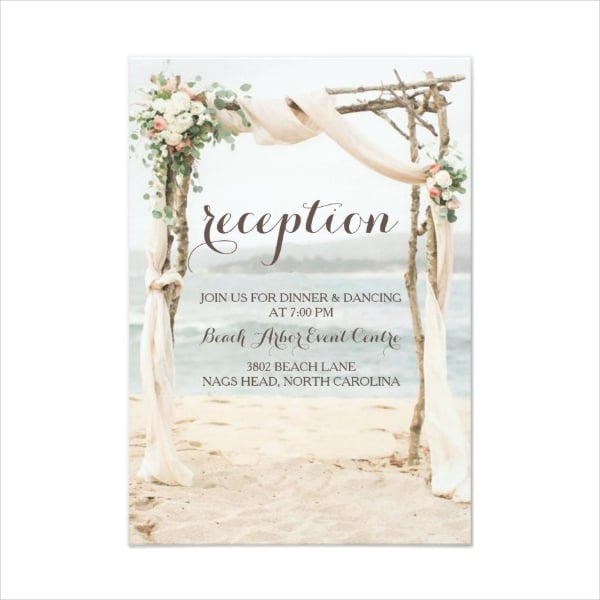 beach wedding reception card
