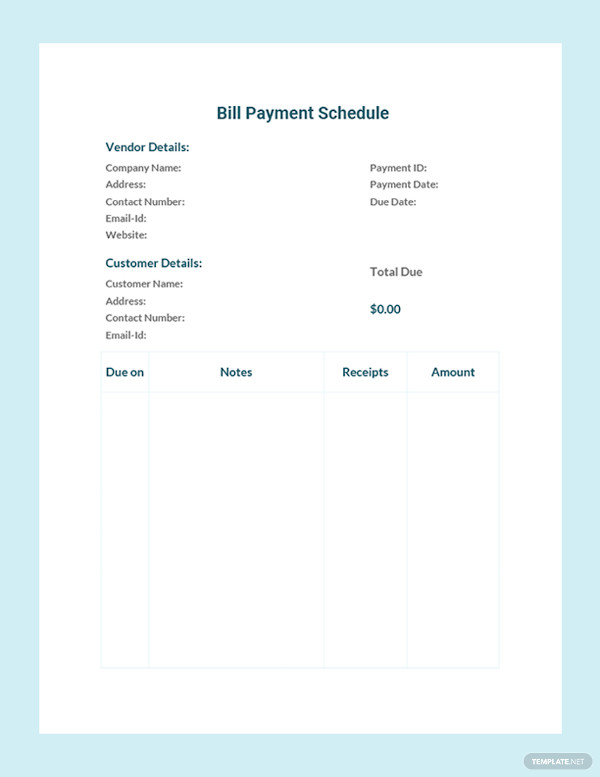 5+ Bill Pay Calendar Templates - PDF