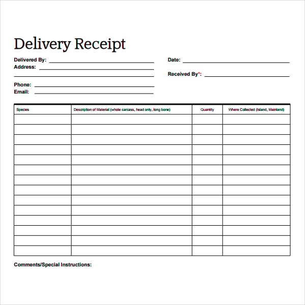 7+ Delivery Receipt Templates PDF, Word Free & Premium Templates