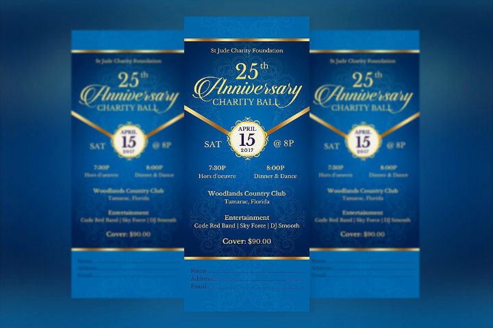 blue restaurant anniversary invitation template