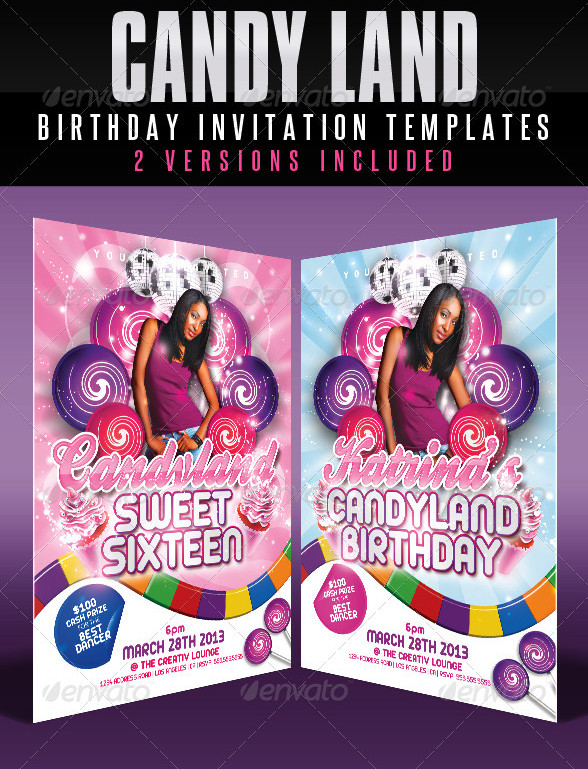 candy land birthday invitation templates