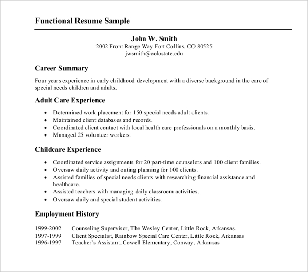 16 Functional Resume Templates PDF DOC