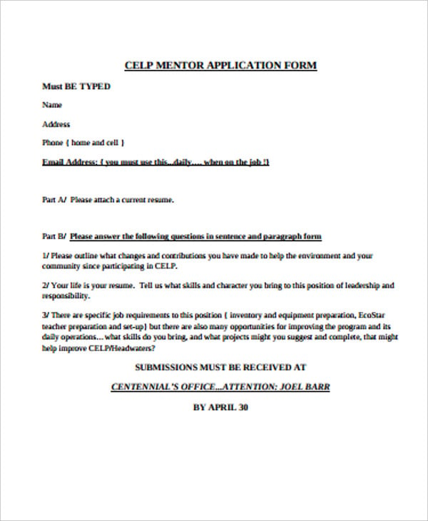 celp mentor application form