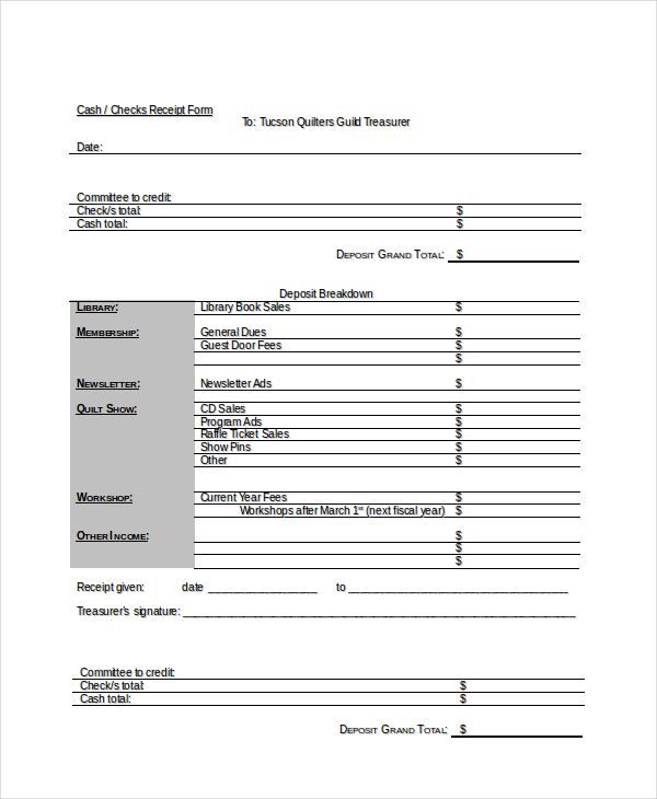 10 moneycash receipt templates pdf word free