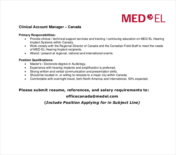 clinical account manager resume template