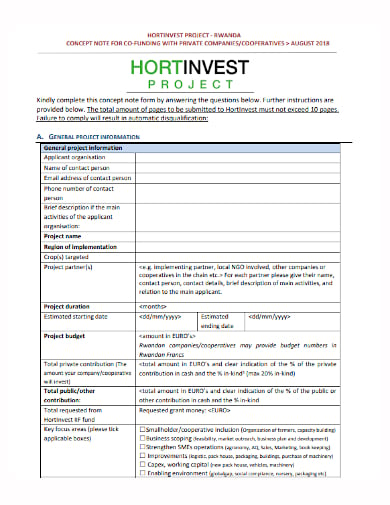 company funding project concept paper template