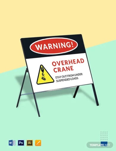 danger crane overhead sign template