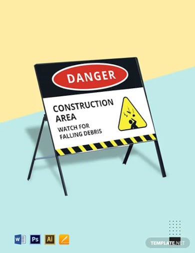 danger falling material sign template
