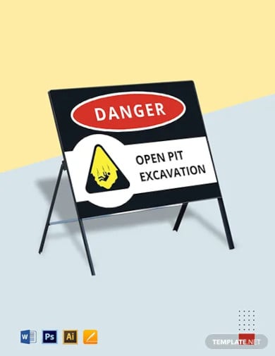 danger open pit sign template