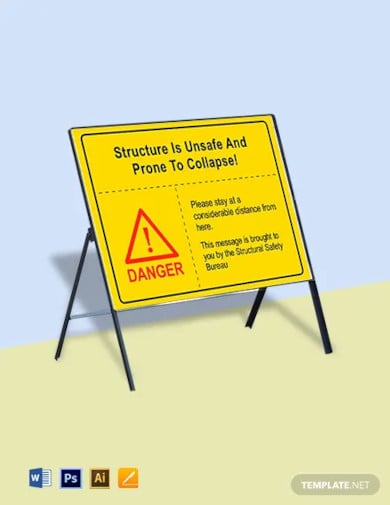 danger unsafe structure sign template