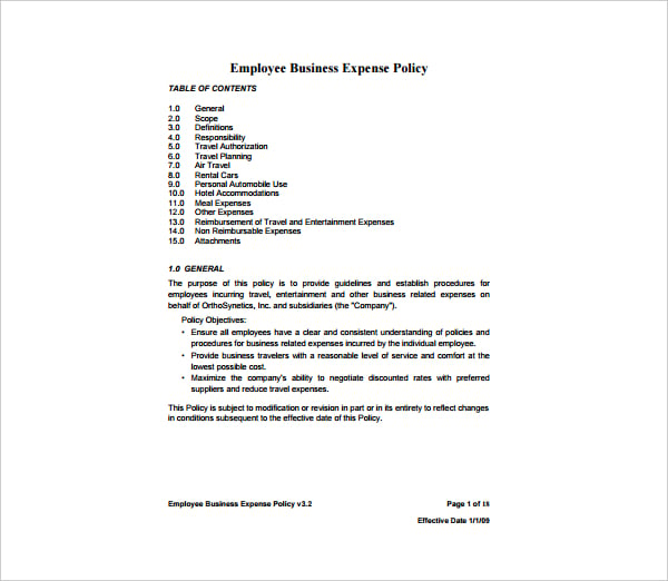 4+ Employee Reimbursement Policy Templates - PDF