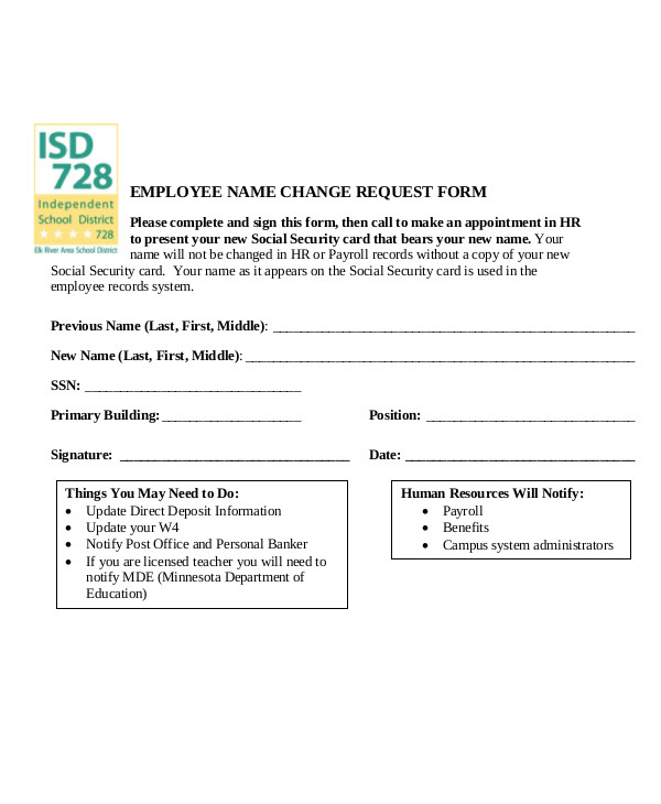 3+ Employee Record Change Forms Templates PDF