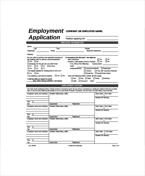 Employment Application Template 2018 from images.template.net