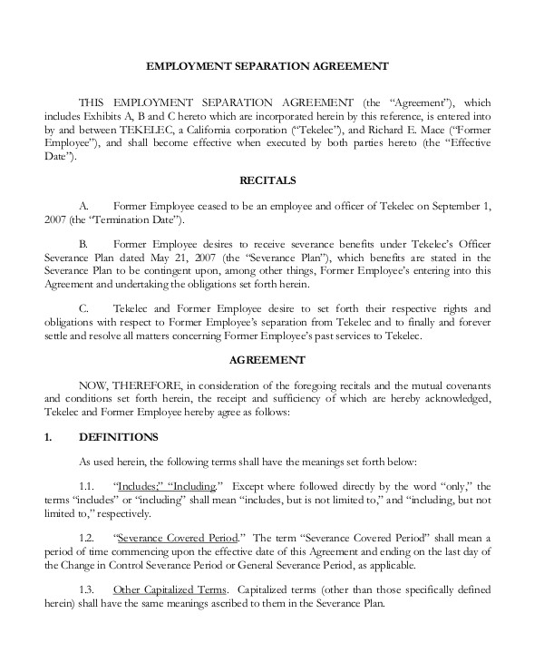 5+ Employment Separation Form Templates PDF, Word