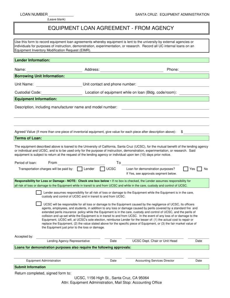 6+ Equipment Loan Agreement Templates PDF, Word
