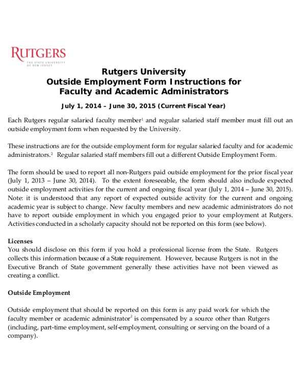 8+ Outside Employment Form Templates PDF Free & Premium Templates