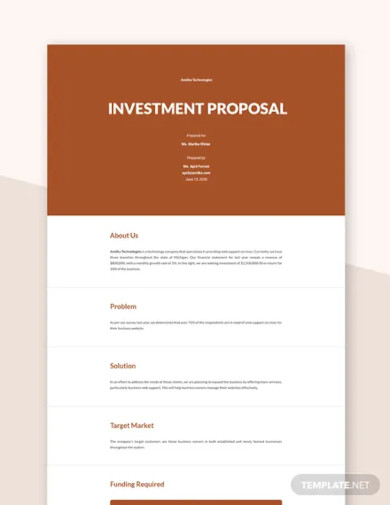financial investment proposal template