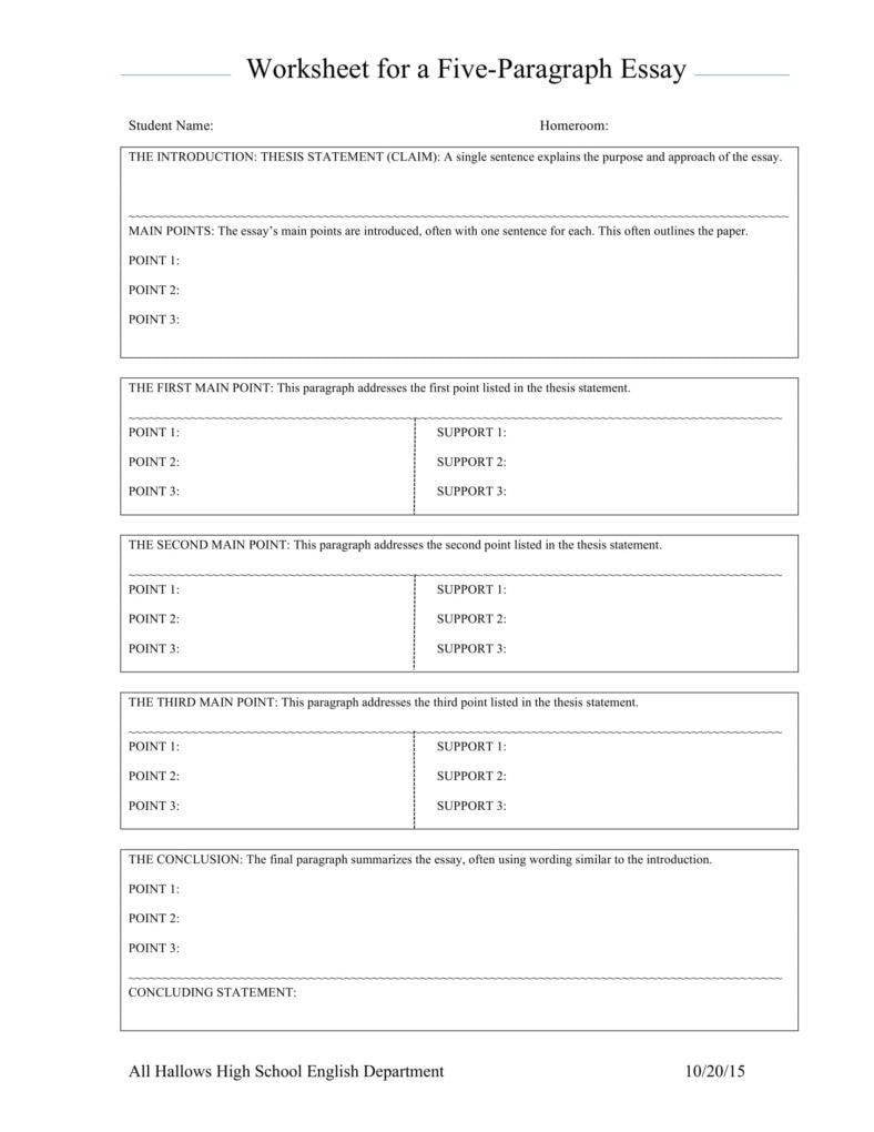 5 paragraph essay outline worksheet pdf