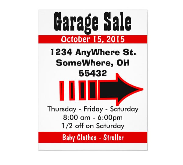 garage sale sign flyer