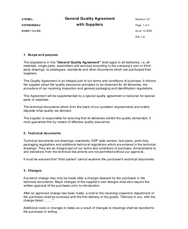 8+ Quality Agreement Templates PDF, DOC