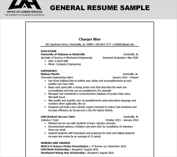 general resume sample