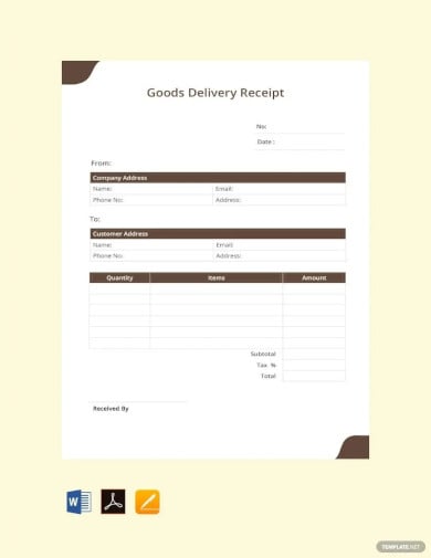 goods delivery receipt template