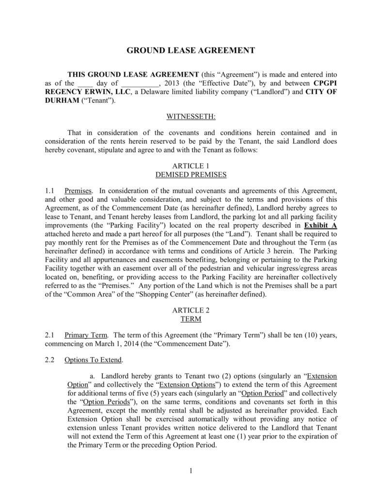 10+ Ground Lease Agreement Templates PDF