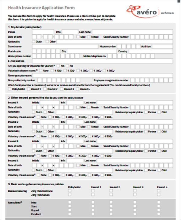 health-insurance-application-form