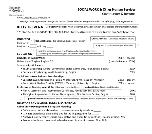 human service social work resume template