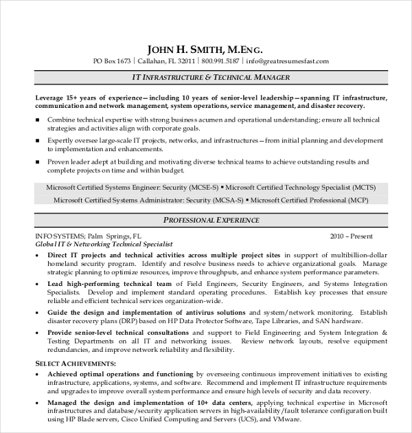 17+ IT Resume Templates - PDF, DOC